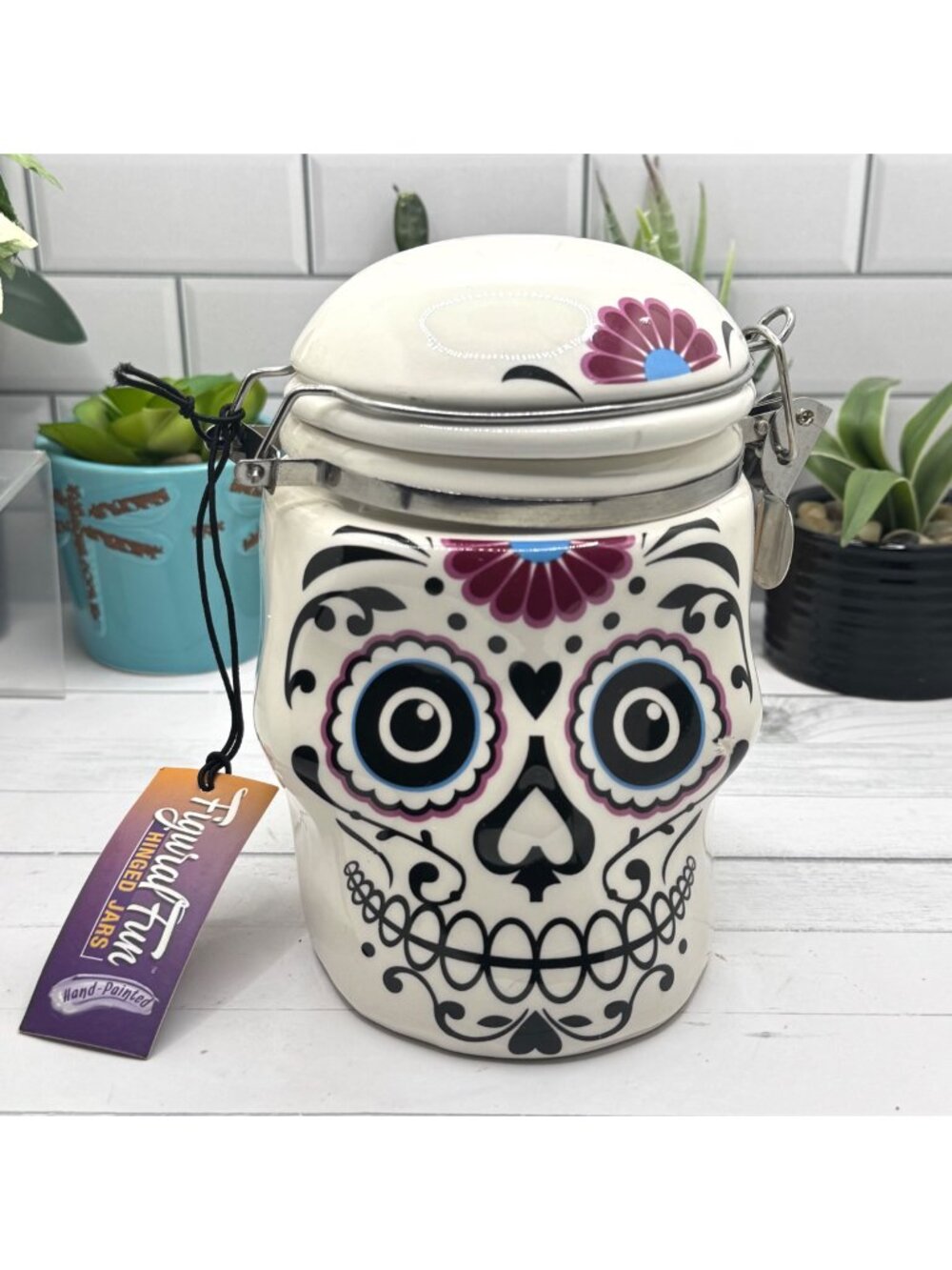 Boston Warehouse Day Of The Dead Skull Hinged Jar